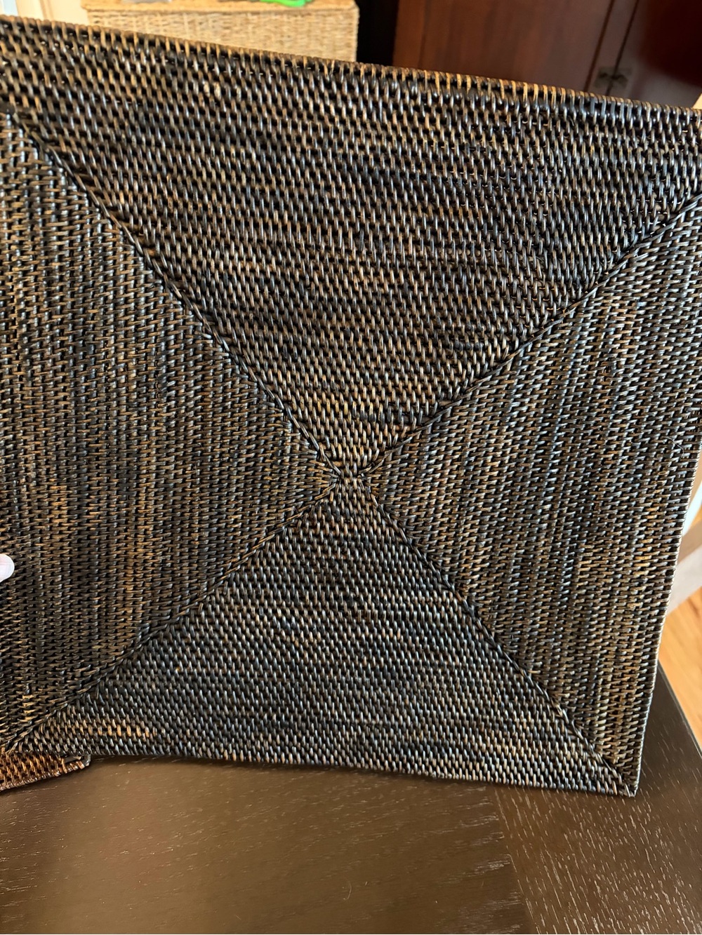 Rattan Dark Espresso Color Square Placemats Lot of 10 (TEN!)